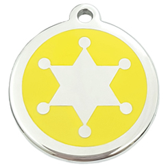 Stainless steel yellow badge Tag-Pet ID Tag-Pet Tag-FulgorDesign